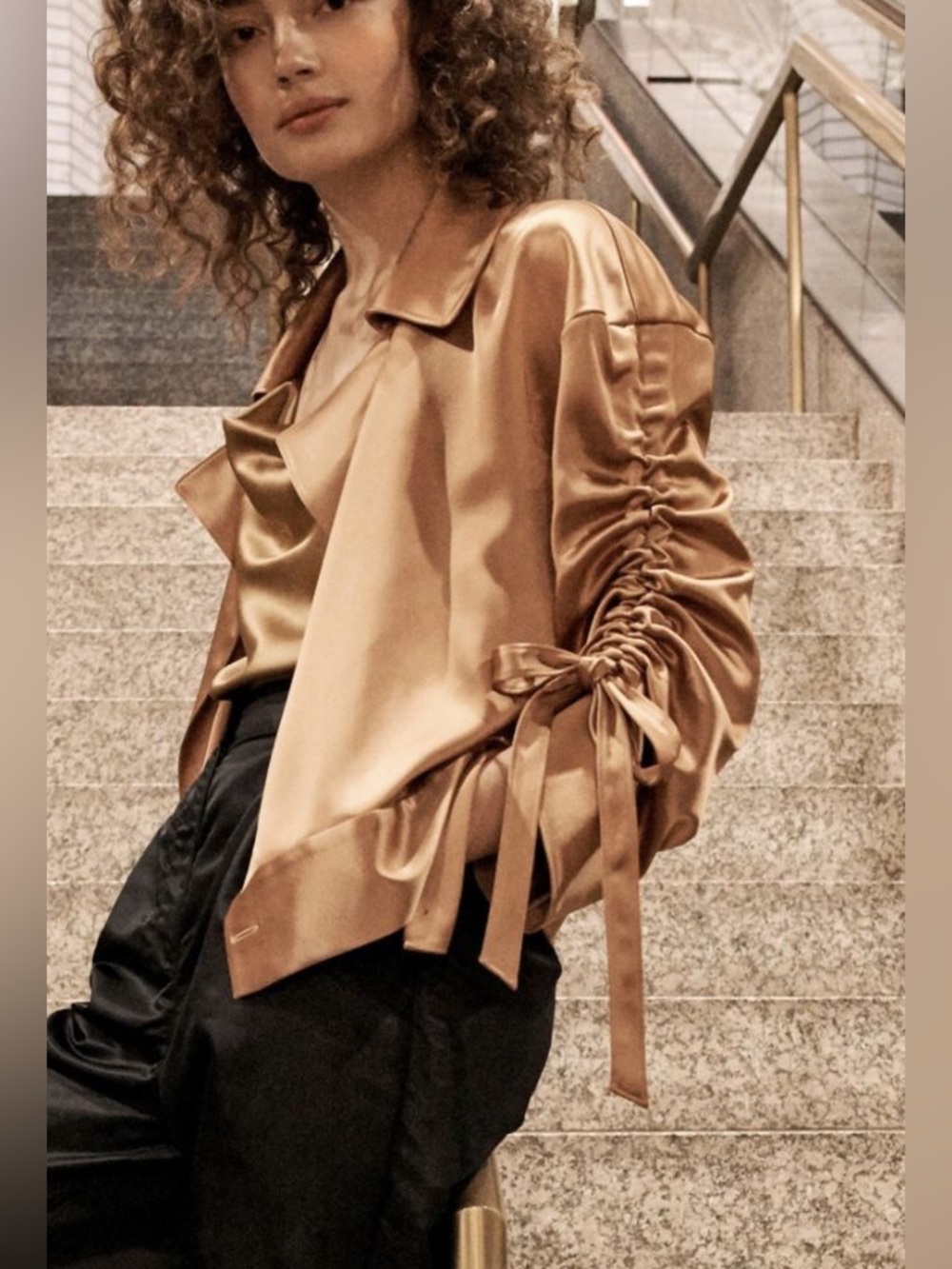 cinq a sept-LIKE NEW-Wrap Waist Shirt Jacket in Copper-MUST HAVE! sz L/XL!